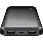 Powerbank Slimline 10.0 (10,000Â mAh), black, 0.3 m - convenient design with powerful 10,000Â mAh and 2 USB ports