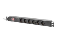 Lanberg Strømfordelingsenhed 6-stik 10A Sort 2m