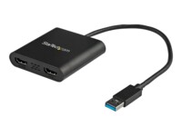 StarTech.com USB 3.0 to Dual HDMI Adapter, 1x 4K 30Hz & 1x 1080p, External Video & Graphics Card, USB Type-A to HDMI Dual Monitor Display Adapter Dongle, Supports Windows Only, Black - USB to Dual HDMI Adapter (USB32HD2) Videoadapterkabel 25cm Sort