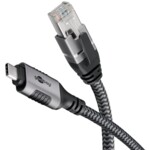 goobay CAT 6 Kabel med folie og kobberfletning (FTP) 1m Netværkskabel Sort Sølv