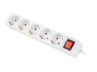 Lanberg Stikdåse 5-stik 10A Hvid 1.5m