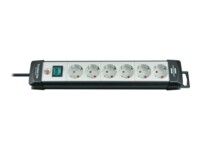 brennenstuhl Premium-Line extension socket H05VV-F 3G1,5 Stikdåse 6-stik Sort Grå 3m