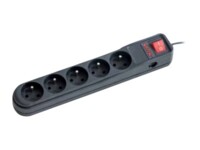 Armac ARC 5 Strømstødsbeskytter 5-stik 10A Sort 5m