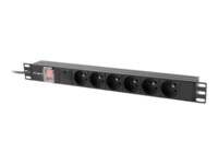 Lanberg Strømfordelingsenhed 6-stik 10A Sort 2m