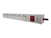 DIGITUS Professional A-19-STRIP-2-IMP Strømfordelingsenhed 8-stik Grå