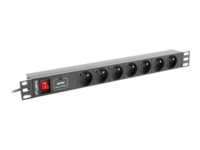 Lanberg PDU-07E-0200-IEC-BK Strømfordelingsenhed 7-stik 10A Sort 2m