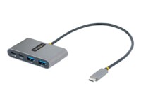 StarTech.com 4-Port USB-C Hub with 100W Power Delivery Pass-Through Charging, 2x USB-A + 2x USB-C, 5Gbps, USBC Hub w/ 1ft (30cm) Long Cable, Portable Laptop USB Type-C to USB-A/C Hub - USB 3.0 Expansion Hub (5G2A2CPDB-USB-C-HUB) Grå