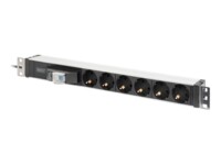 DIGITUS DN-95417 Stikdåse 6-stik 10A Sort Sølv 1.8m