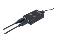 Manhattan USB-A Automatic Sharing Switch, 2x USB-B Ports, 480 Mbps (USB 2.0), Dual Control (Auto-Sensing or Manual), Bus Powered, Hi-Speed USB, inc 1x 1.5m USB-A to USB-B cable, Black, Three Year Warranty, Blister Sort