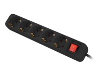 Lanberg Stikdåse 5-stik 10A Sort 1.5m