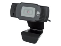 Manhattan USB Webcam, Two Megapixels, 1080p Full HD, USB-A, Integrated Microphone, Adjustable Clip Base, 30 frame per second, Black, Box 1920 x 1080 Webkamera Fortrådet