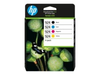 HP 924 4-Pack CMYK(4) Original Sort, Cyan, Magenta, Gul 500 sider Blæk