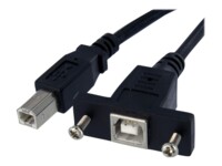 StarTech.com 3 ft Panel Mount USB Cable B to B - F/M - Panel Mount USB Extension USB-B Female to USB-B Male Adapter Cable - USB-B (F) Port (USBPNLBFBM3) USB-kabel 90cm Sort