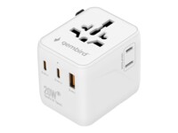 Gembird Strøm konnektor adapter med USB oplader adapter Hvid