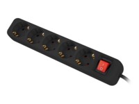 Lanberg PS1-05F-0300-BK Stikdåse 5-stik 10A Sort 3m