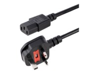 StarTech.com 10ft (3m) UK Computer Power Cable, 18AWG, BS 1363 to C13 Power Cord, 10A 250V, Black Replacement AC Power Cord, TV/Monitor Power Cable, BS 1363 to IEC 60320 C13 Kettle Lead - Power Supply Cable Strømkabel 3m Sort