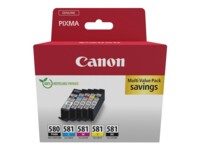 Canon PGI-580BK/CLI-581 BK/C/M/Y Multipack Sort Gul Cyan Magenta Pigmenteret sort Blækbeholder