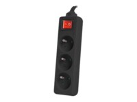Lanberg PS1-03E-0300-BK Stikdåse 3-stik 10A Sort 3m