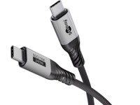USB-C™ Cable with Textile Sheath, USB4™, 240 W, 40 Gbit/s, Power Delivery, 1.5 m, 1.5 m, black, grey