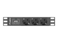 Lanberg PDU-03F-0200-IEC-BK Strømfordelingsenhed 3-stik 10A Sort 2m