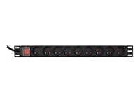EnerGenie EG-PDU-9F2F Strømfordelingsenhed 9-stik 16A Sort 2m