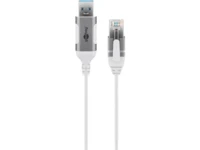 USB-A 3.0 to RJ45 Ethernet Cable, Slim, 2 m, 2 m, white