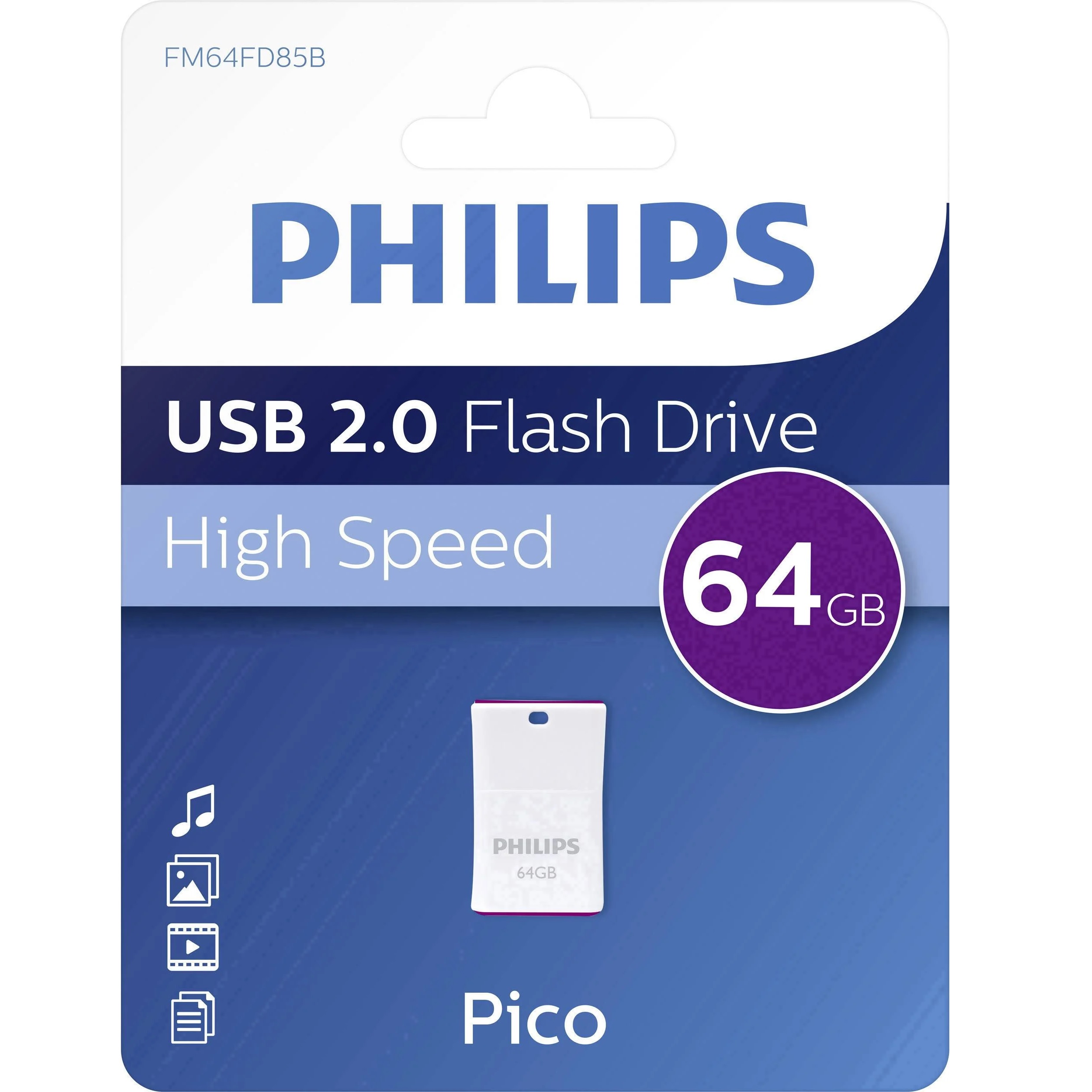 Philips FM64FD85B/00 64GB USB 2.0 USB stick Lilla