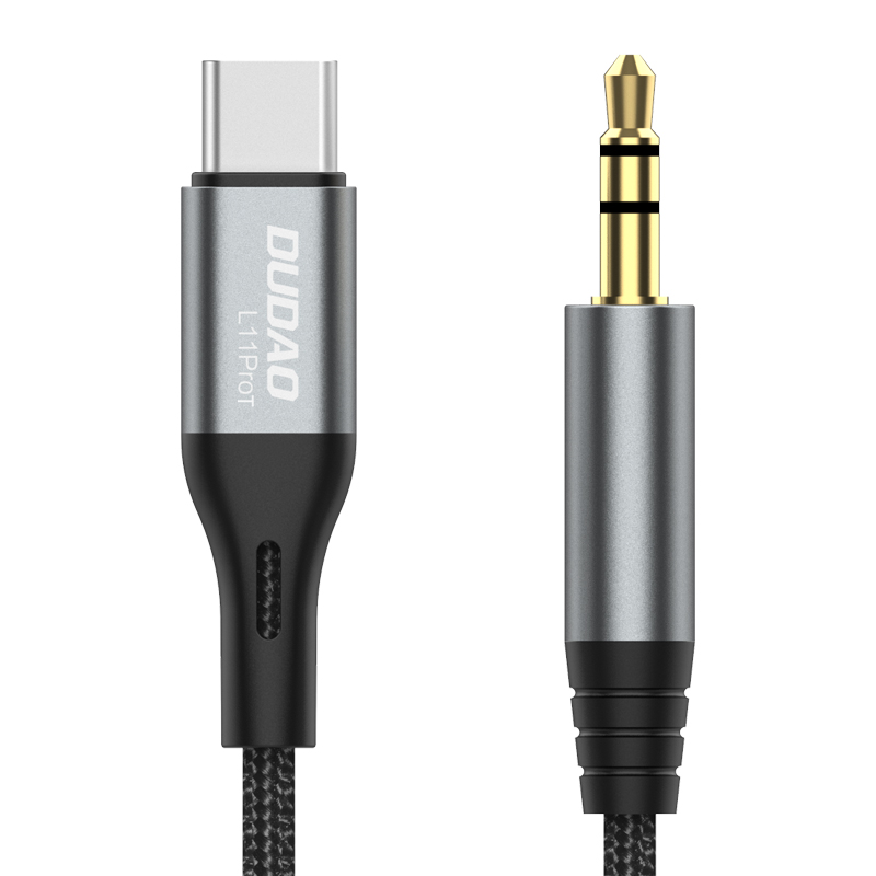 DUDAO audio cable USB-C - mini jack 3.5mm 1m gray L11PROT - Kabel - Audio/Multimedia USB-C to 1m Grå
