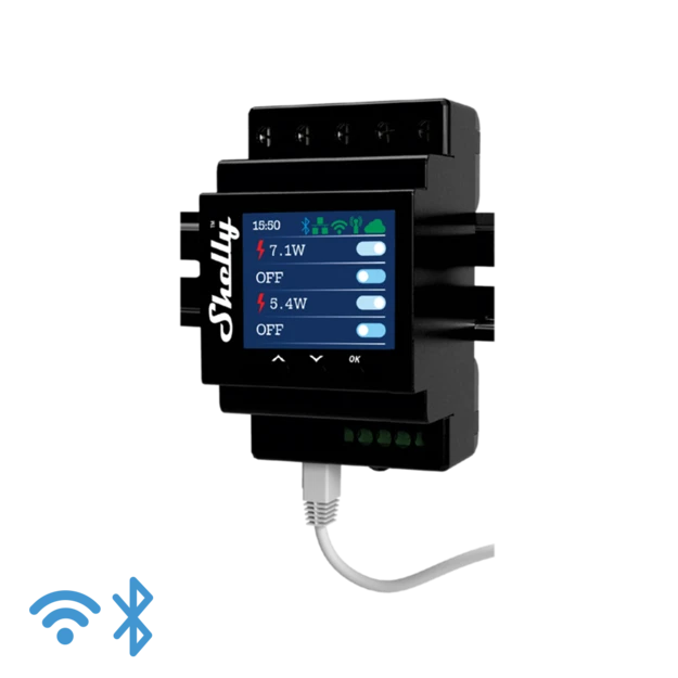 Home Shelly Relais 'Pro Dual Cover PM' 2x Rolladensteuerung WLAN LAN BT