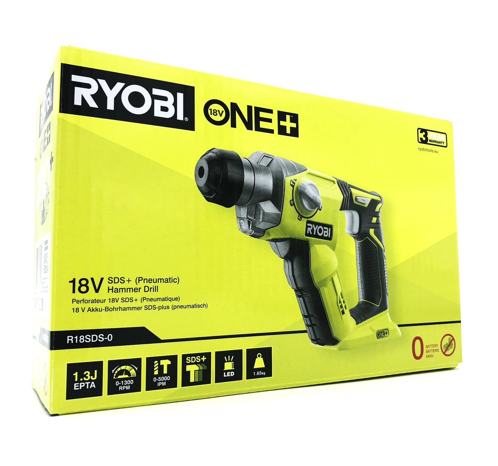 Ryobi One+ R18SDS-0 Borehammer Batteri og lader ikke inkluderet 18V 1.3Joule