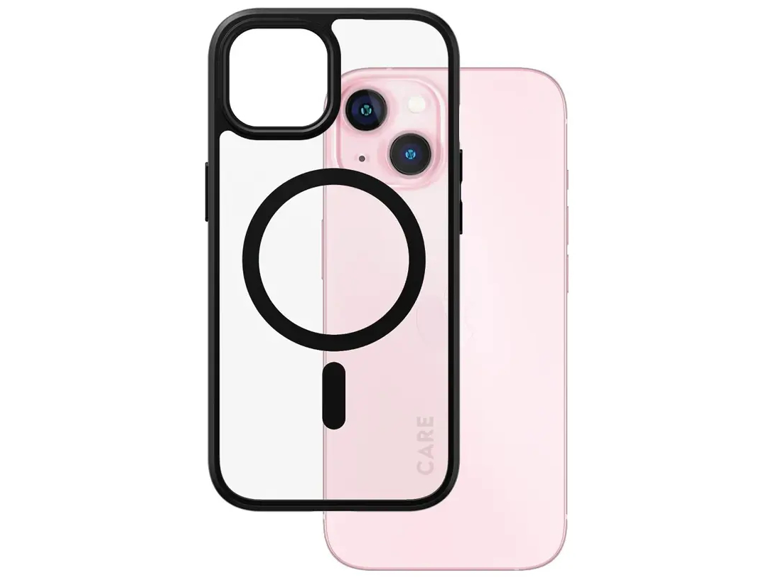 PanzerGlass CARE by Flagship Case Transparent Urban Combat w. Black MagSafe iPhone 15 Beskyttelsescover Transparent