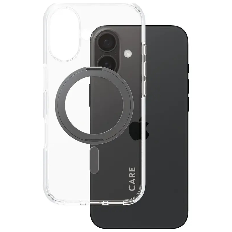PanzerGlass CARE by Feature Case Transparent w. Black Kickstand & MagSafe iPhone 16 Beskyttelsescover Transparent Apple iPhone 16