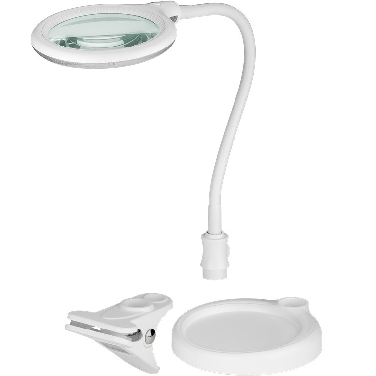LED Magnifying Lamp with Base and Clamp, 6 W