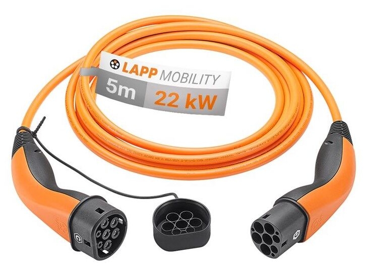 Type 2 Charging Cable, up to 22 kW, 5 m, orange, 5 m, orange