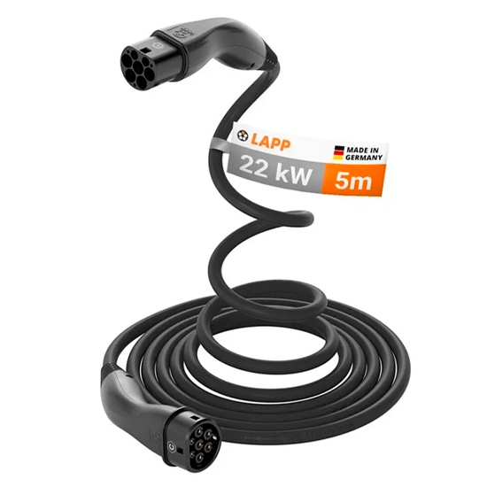 Type 2 HELIX® Charging Cable, up to 22 kW, 5 m, black