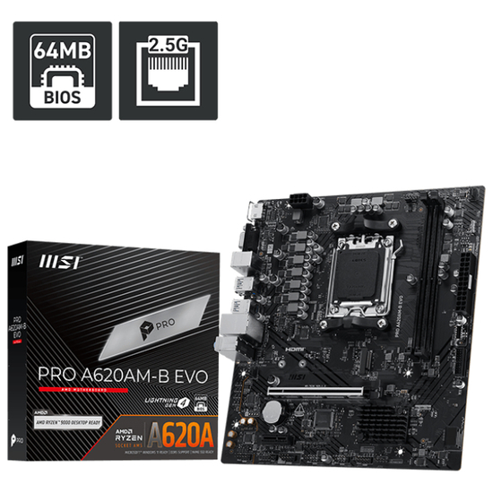 MSI PRO A620AM-B EVO Micro ATX Socket AM5 AMD A620A