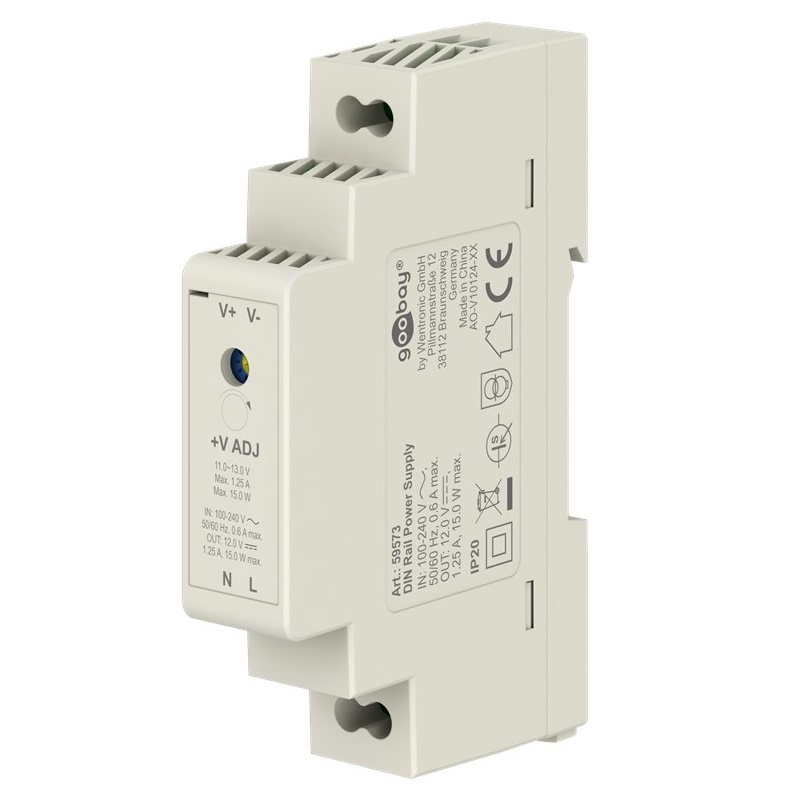 DIN Rail Power Supply 12 V, 1.25 A, 15 W