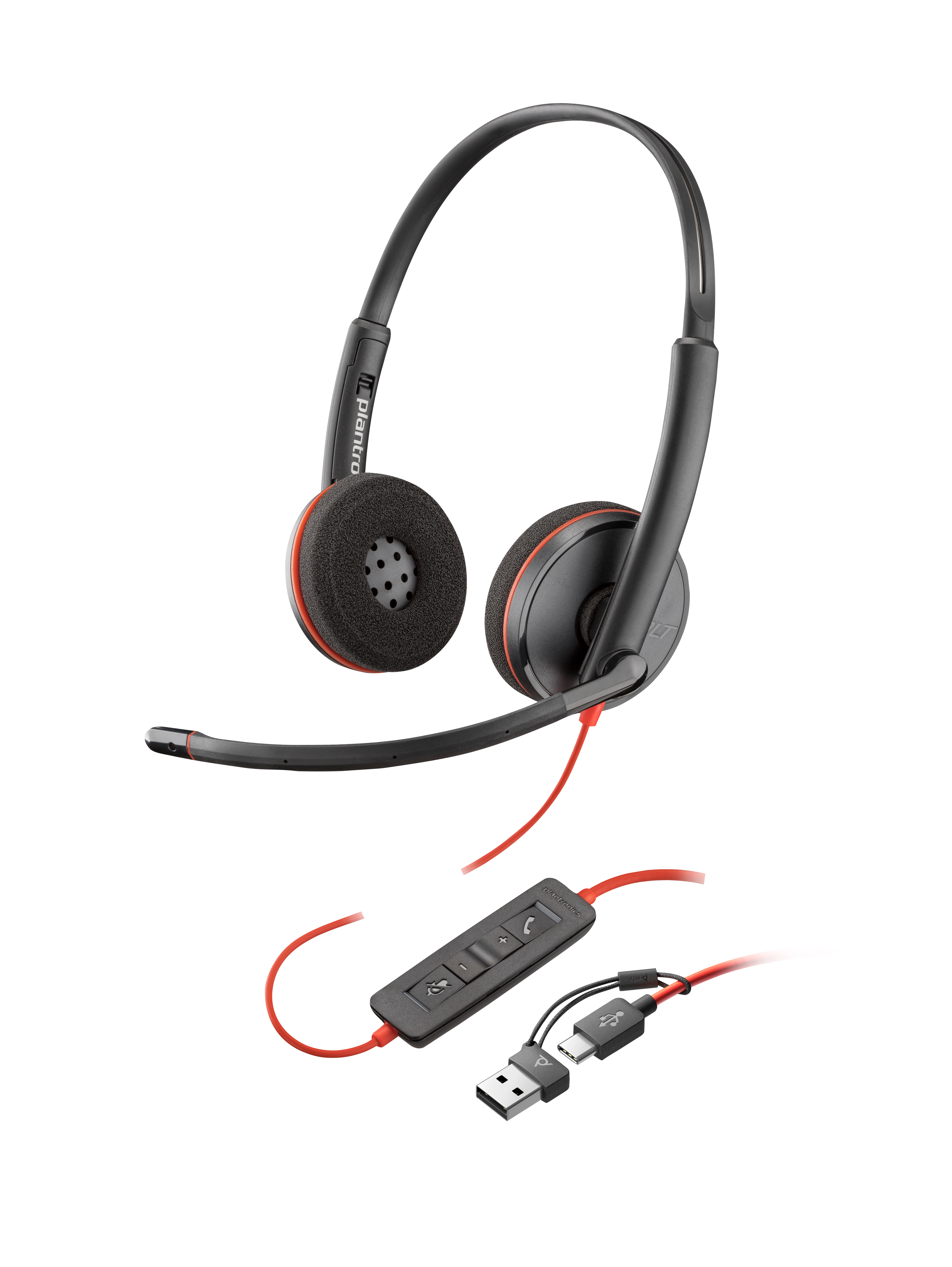 Poly Blackwire 3220 Stereo USB-C Black +USB-C/A Adapter (Bulk) Kablet Hovedtelefoner Sort