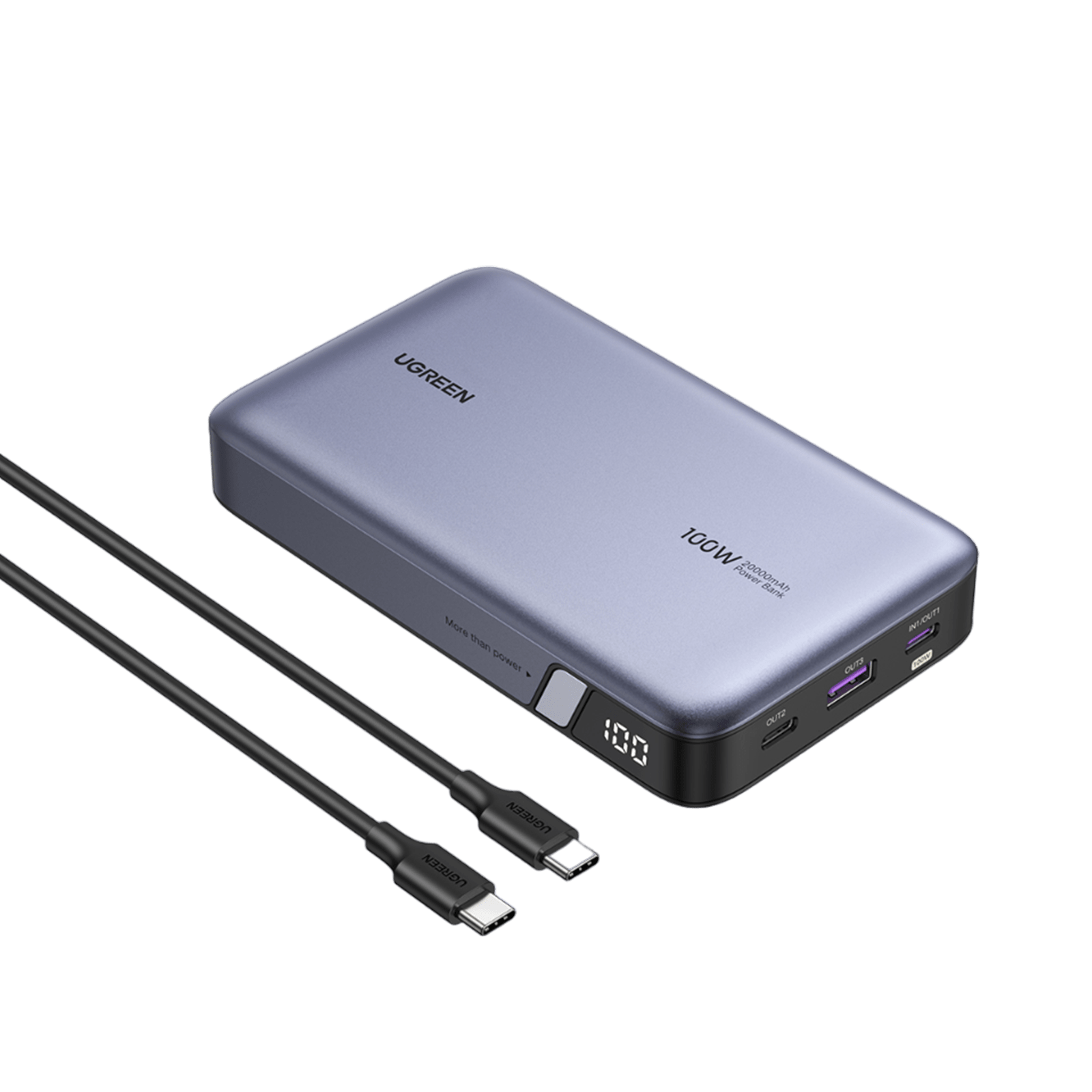 Ugreen 25188 Powerbank 20000mAh 2xUSB-C 1xUSB-A Grå
