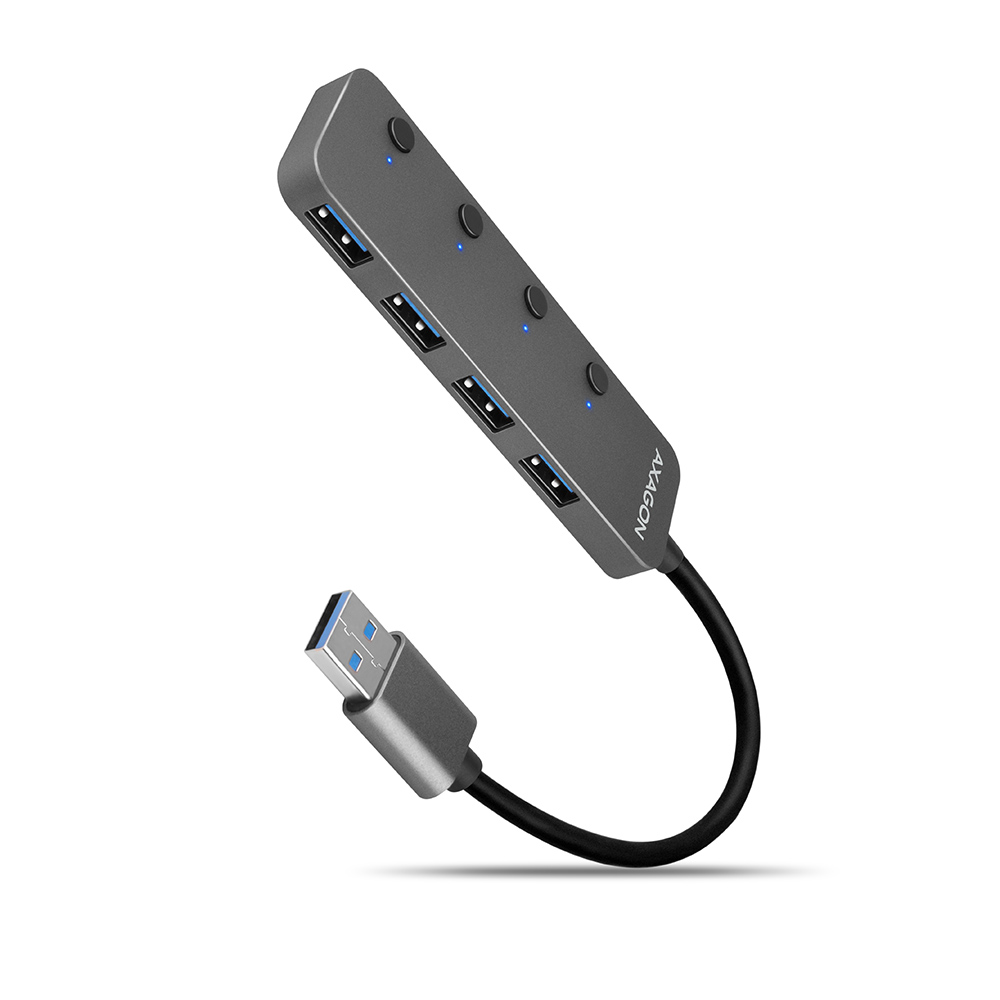 Axagon HUE-MSA switch 4-portos USB3.0 hub szürke