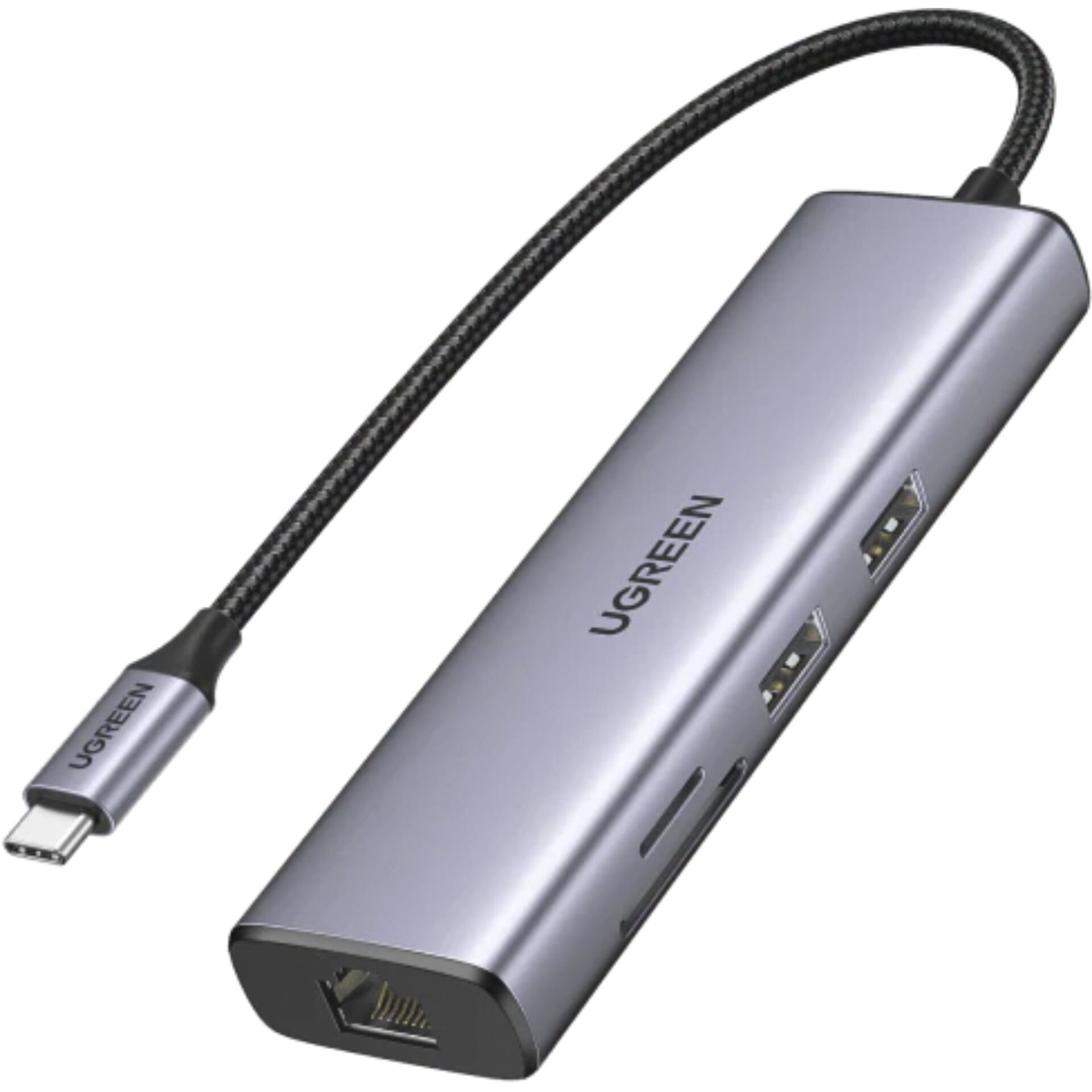HUB USB Ugreen Adapter Hub UGREEN, USB_C do 2x USB 3.0, HDMI, RJ45, SD/TF